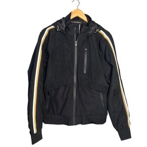 Fried Denim NYC Mens‎ Lightweight Jacket Size M Hooded Full Zip Black Stripe